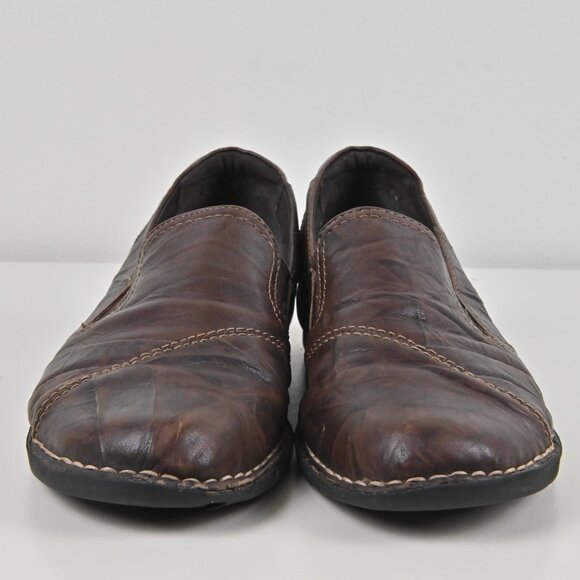 Clarks Bendables Textured Leather Comfy Brown Slip On Loafers Flat US9.5 UK7.5 - Picture 5 of 16